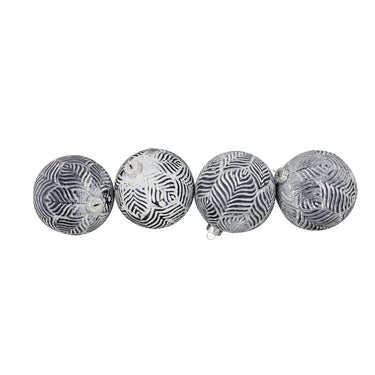 4ct White and Gray Antique Glass Christmas Ball Ornaments 4